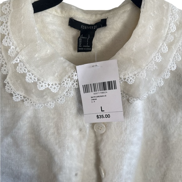 Forever 21 Cream Lace Collar Cardigan – Large – NWT - Picture 2 of 6